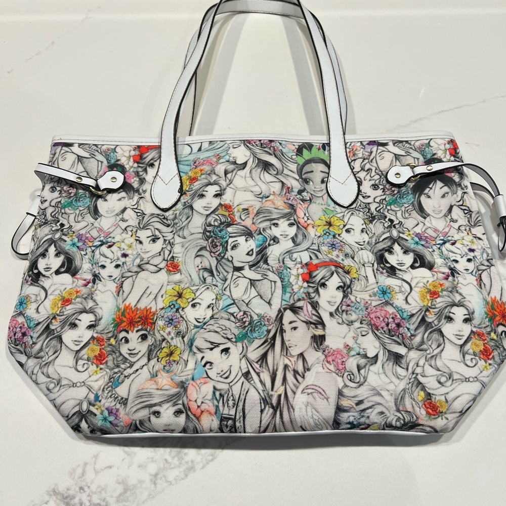 Colorful Disney Princess Print Tote Bag